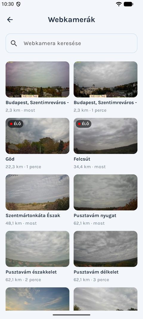 Webkamerák az appban